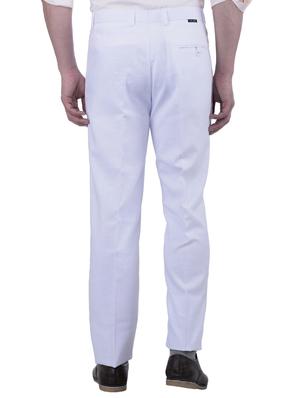 white linen flat front casual trouser - 15867268 - Standard Image - 3
