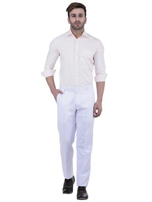 white linen flat front casual trouser - 15867268 - Standard Image - 4