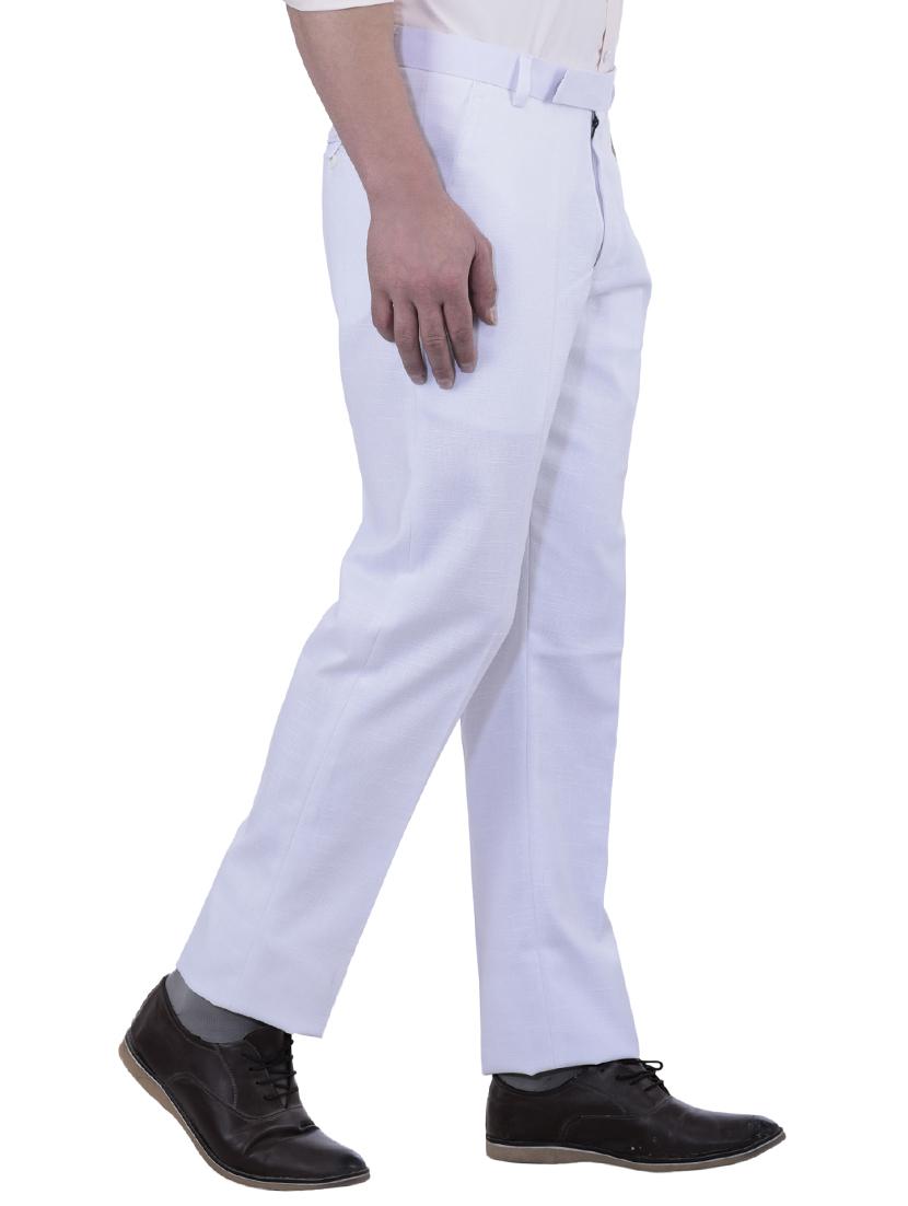 white linen flat front casual trouser - 15867268 - Zoom Image - 2