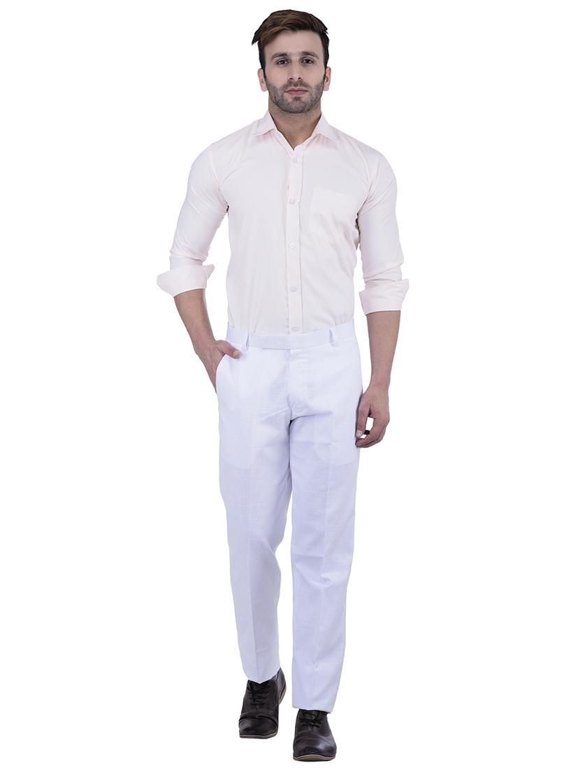 white linen flat front casual trouser - 15867268 - Zoom Image - 4