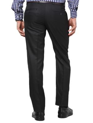 black cotton blend flat front formal trouser - 15867269 - Standard Image - 3