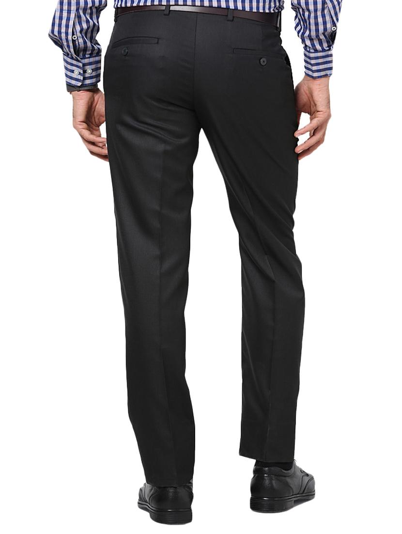 black cotton blend flat front formal trouser - 15867269 - Zoom Image - 3