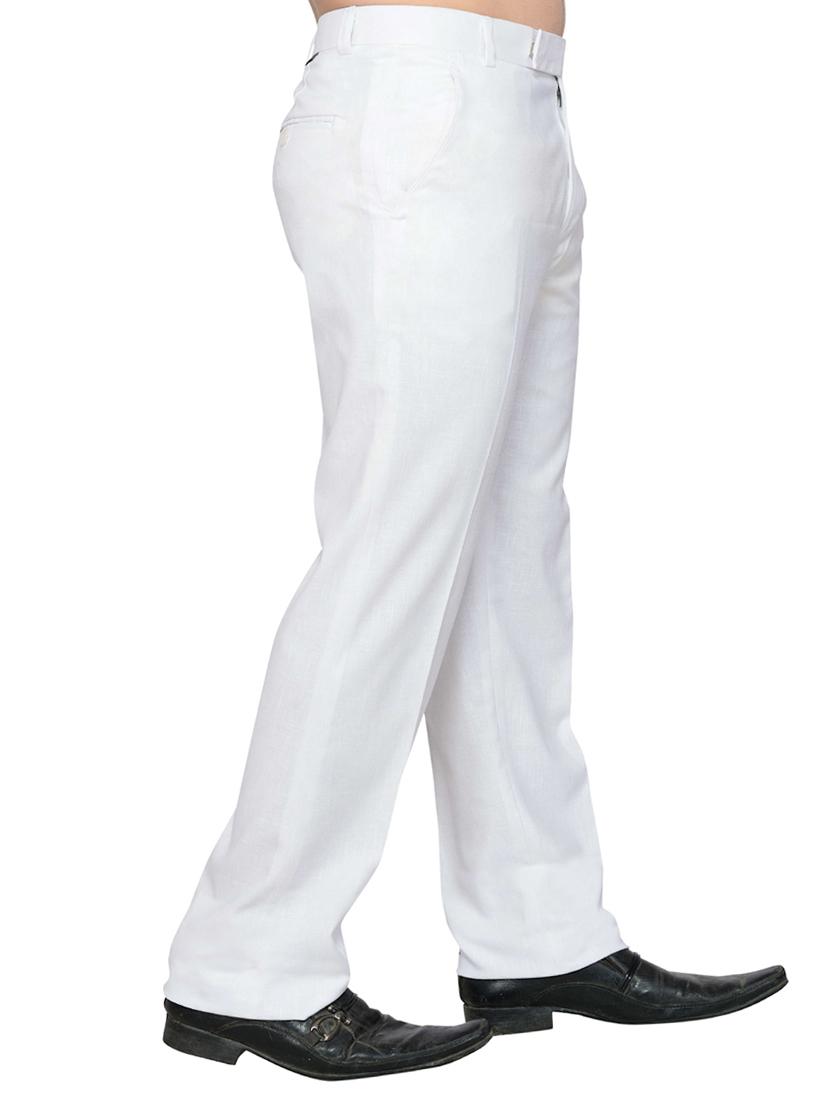 white linen flat front casual trouser - 15867270 - Zoom Image - 2