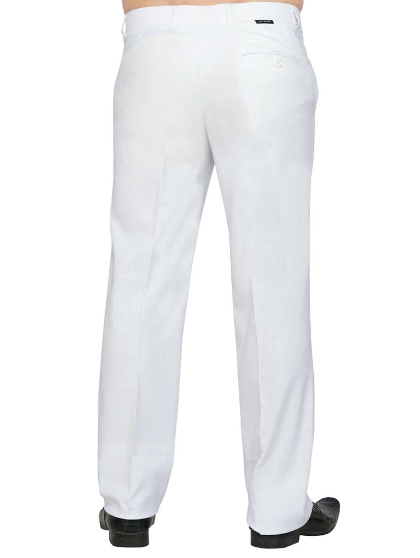 white linen flat front casual trouser - 15867270 - Zoom Image - 3