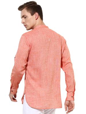 orange solid short kurta - 15867298 - Standard Image - 3