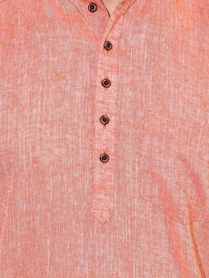orange solid short kurta - 15867298 - Standard Image - 4