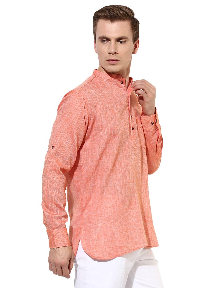 orange solid short kurta - 15867298 - Zoom Image - 2