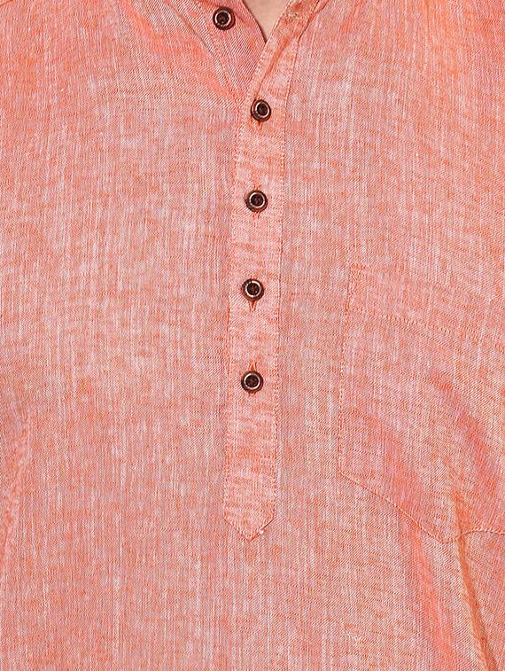 orange solid short kurta - 15867298 - Zoom Image - 4