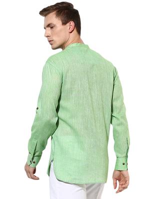 green cotton short kurta - 15867299 - Standard Image - 3