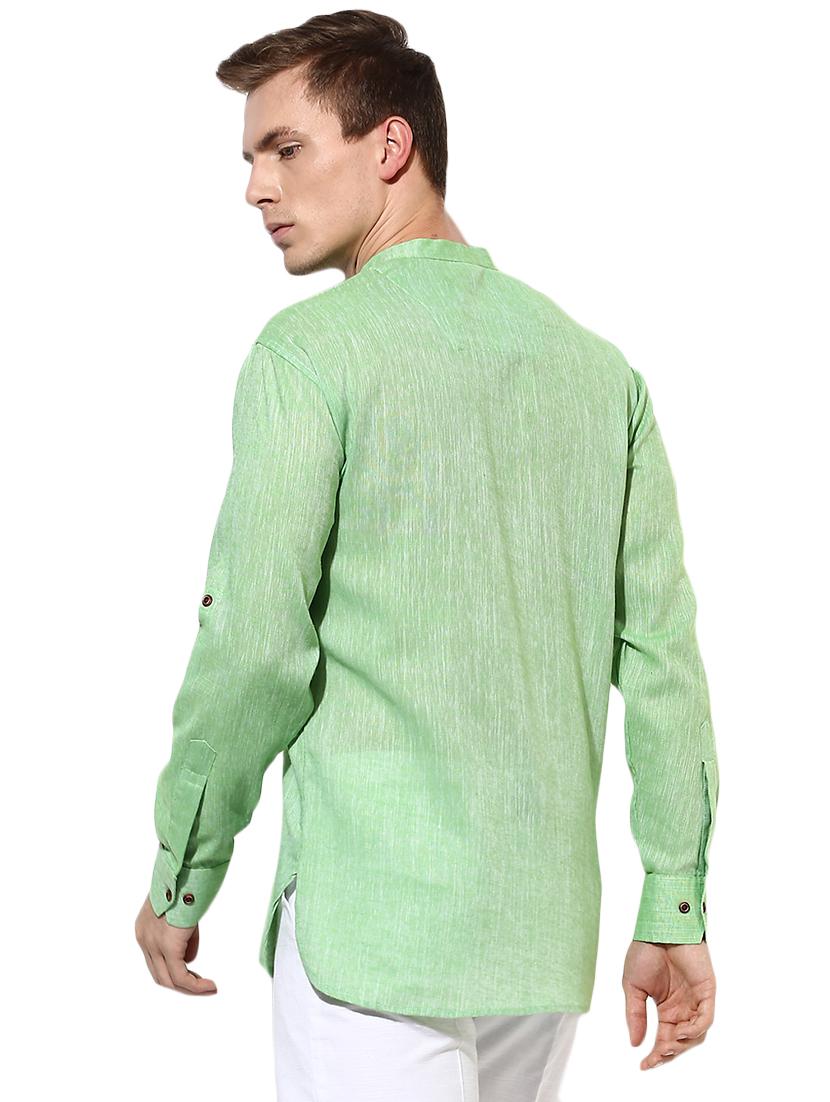 green cotton short kurta - 15867299 - Zoom Image - 3