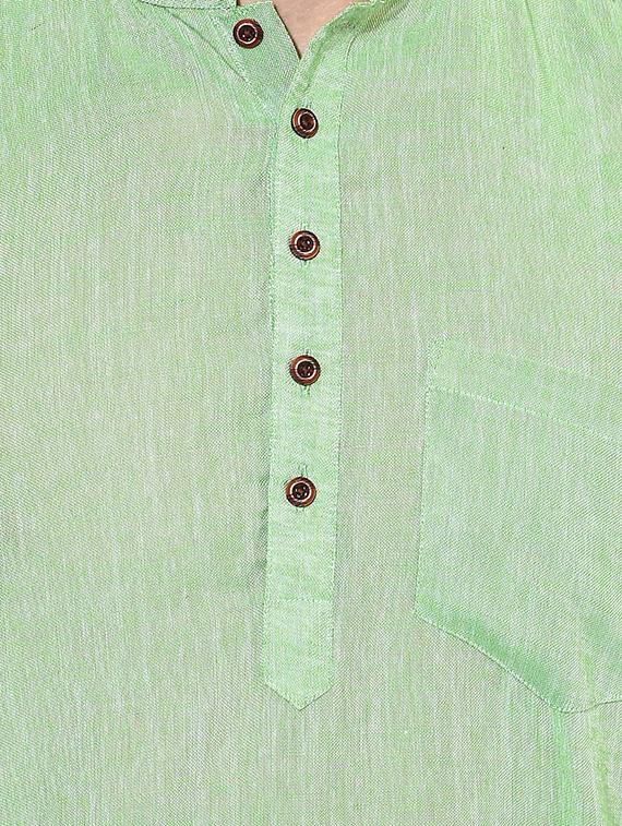 green cotton short kurta - 15867299 - Zoom Image - 4