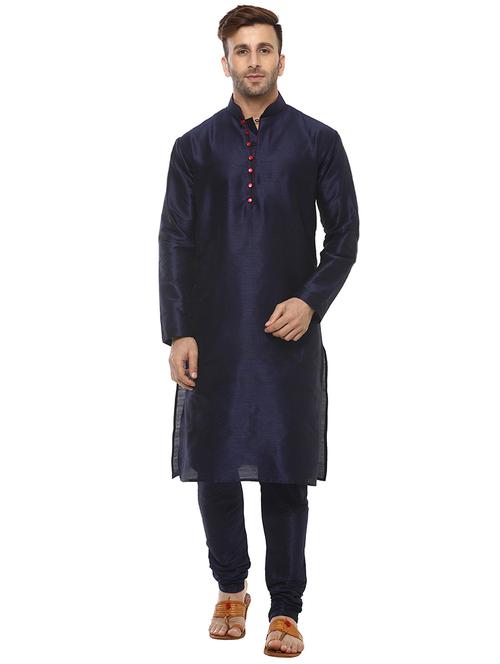 navy blue kurta pyjama set - 15867317 - Standard Image - 1