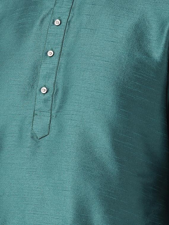 green solid silk blend dhoti kurta set - 15867376 - Zoom Image - 4