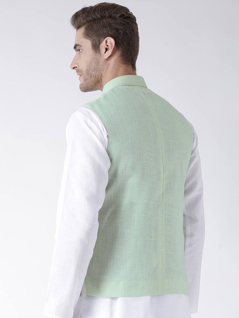 green cotton nehru jacket - 15867792 - Zoom Image - 3