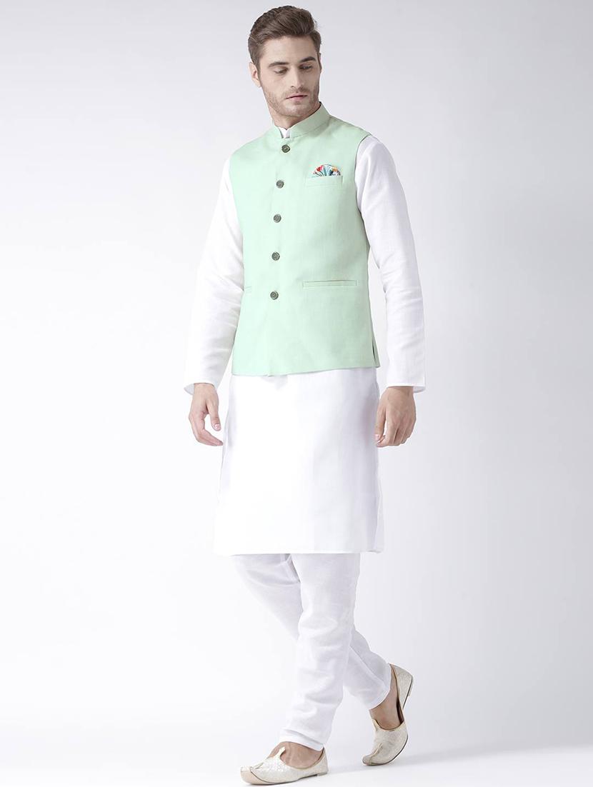 green cotton nehru jacket - 15867792 - Zoom Image - 4