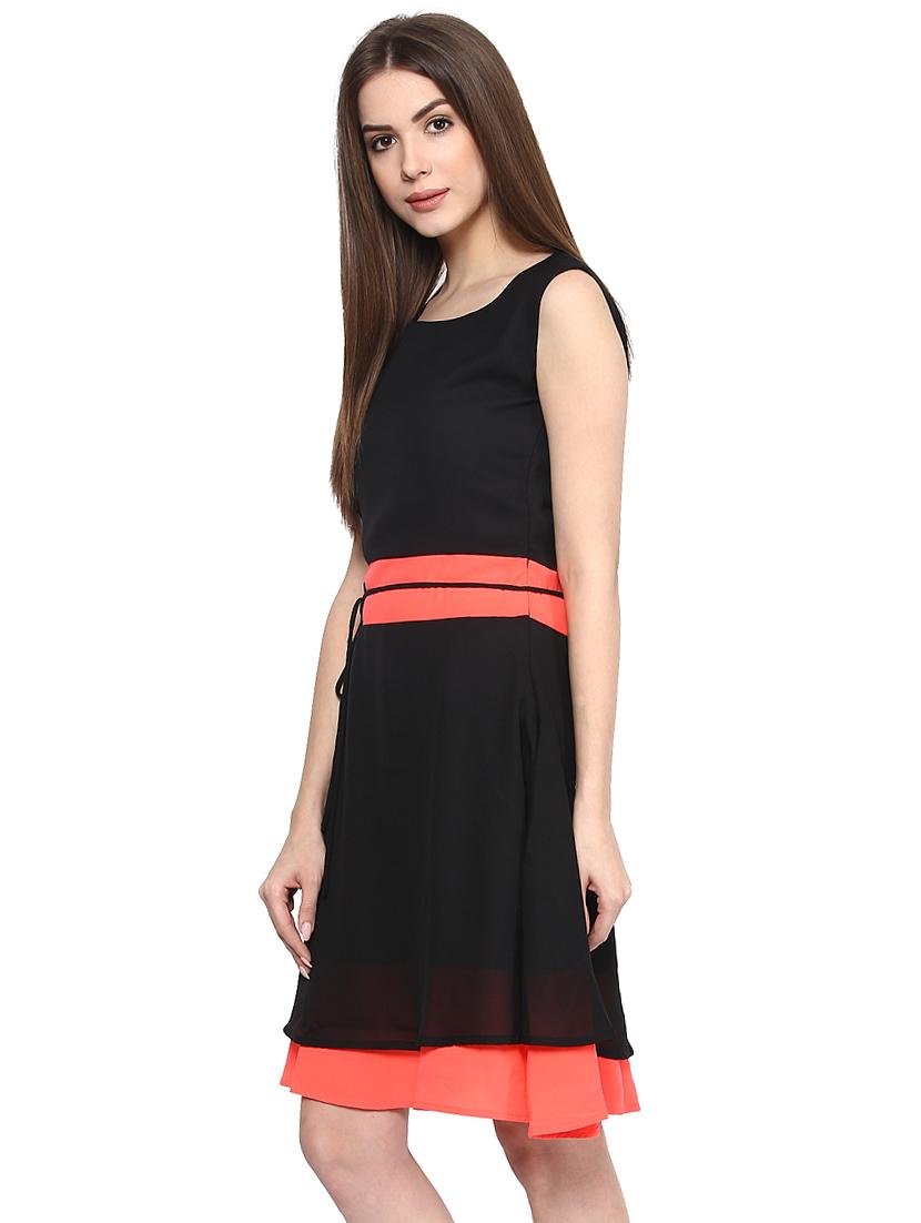 self tie belted layered dress - 15867961 - Zoom Image - 2