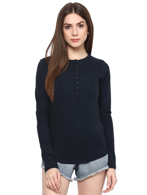 long sleeved henley tee - 15868033 - Standard Image - 1