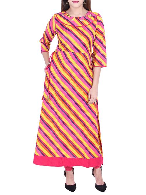 Leheriya a-line kurta - 15868297 - Standard Image - 1
