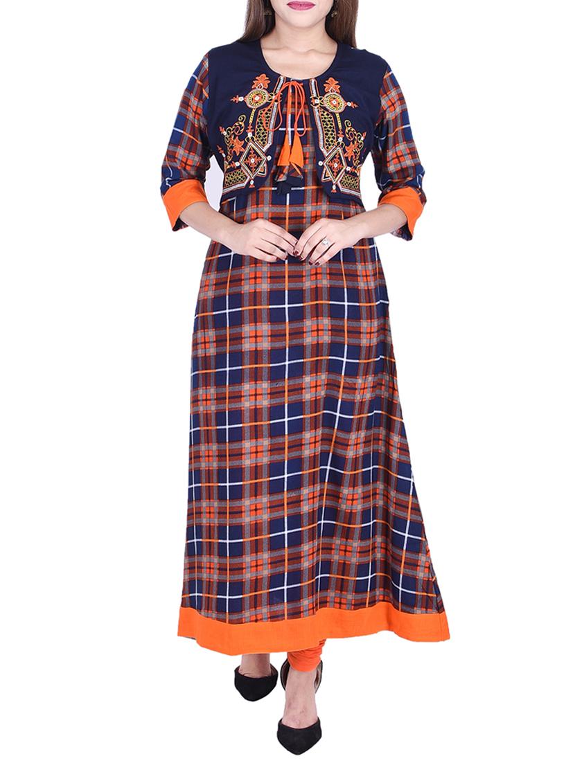 Checkered a-line kurta - 15868299 - Zoom Image - 1
