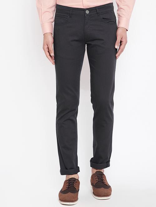 black cotton blend plain jeans - 15870309 -  Standard Image - 0