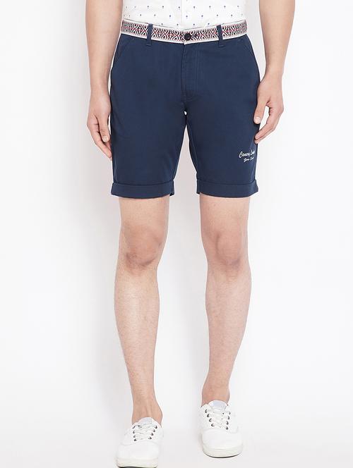 navy blue cotton blend shorts - 15870313 - Standard Image - 1