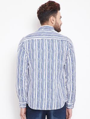 navy blue striped casual shirt - 15870331 - Standard Image - 3