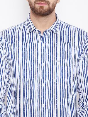 navy blue striped casual shirt - 15870331 - Standard Image - 5