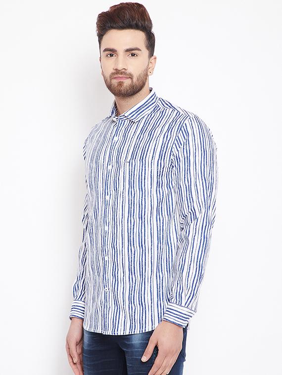 navy blue striped casual shirt - 15870331 - Zoom Image - 2