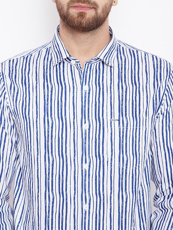 navy blue striped casual shirt - 15870331 - Zoom Image - 5