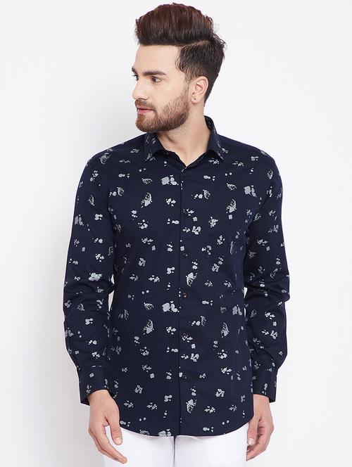 navy blue cotton casual shirt - 15870349 - Standard Image - 1