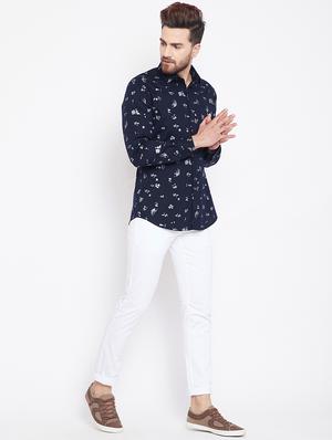 navy blue cotton casual shirt - 15870349 - Standard Image - 4