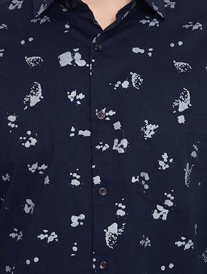 navy blue cotton casual shirt - 15870349 - Standard Image - 5