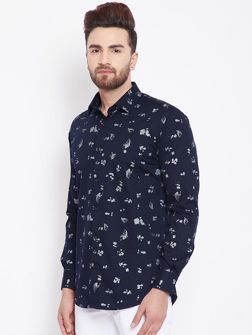 navy blue cotton casual shirt - 15870349 - Zoom Image - 2