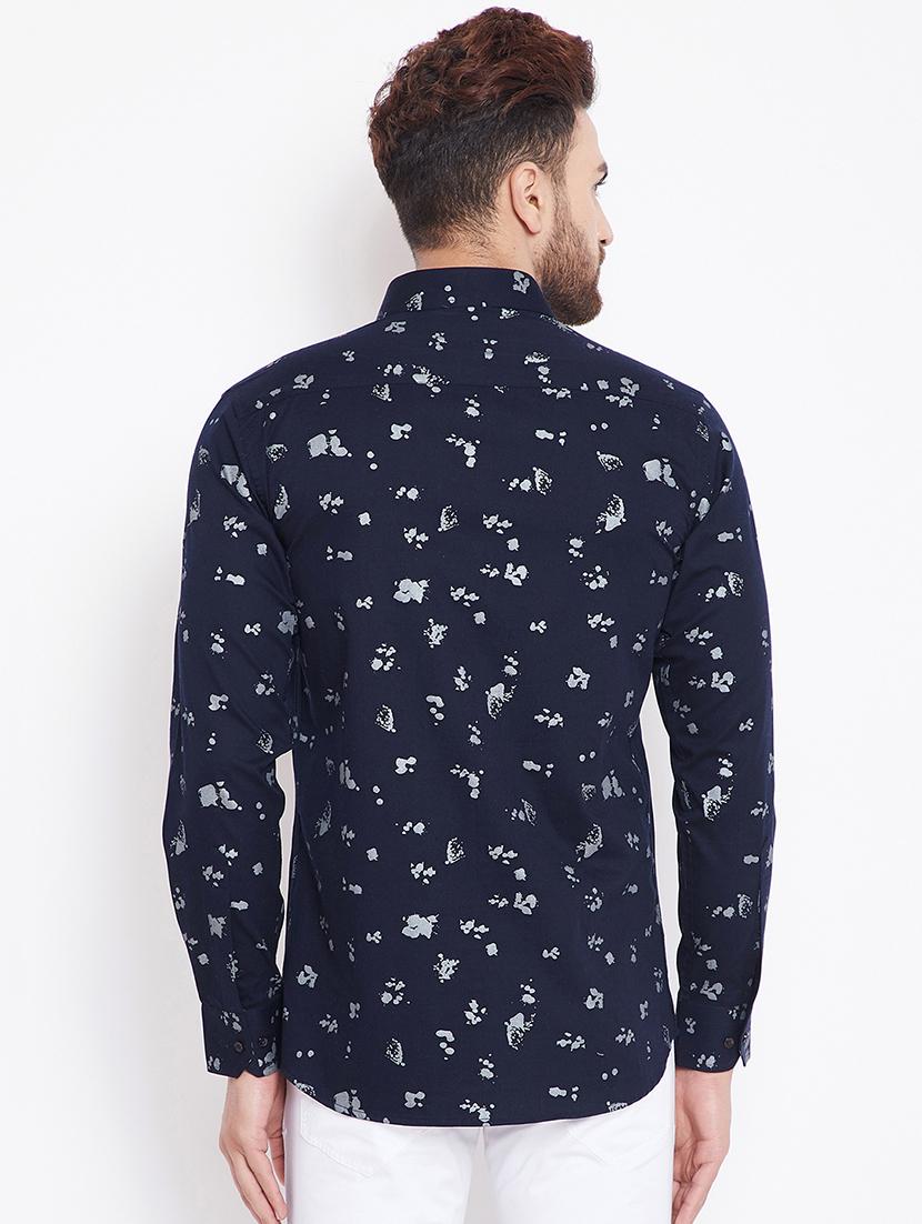 navy blue cotton casual shirt - 15870349 - Zoom Image - 3