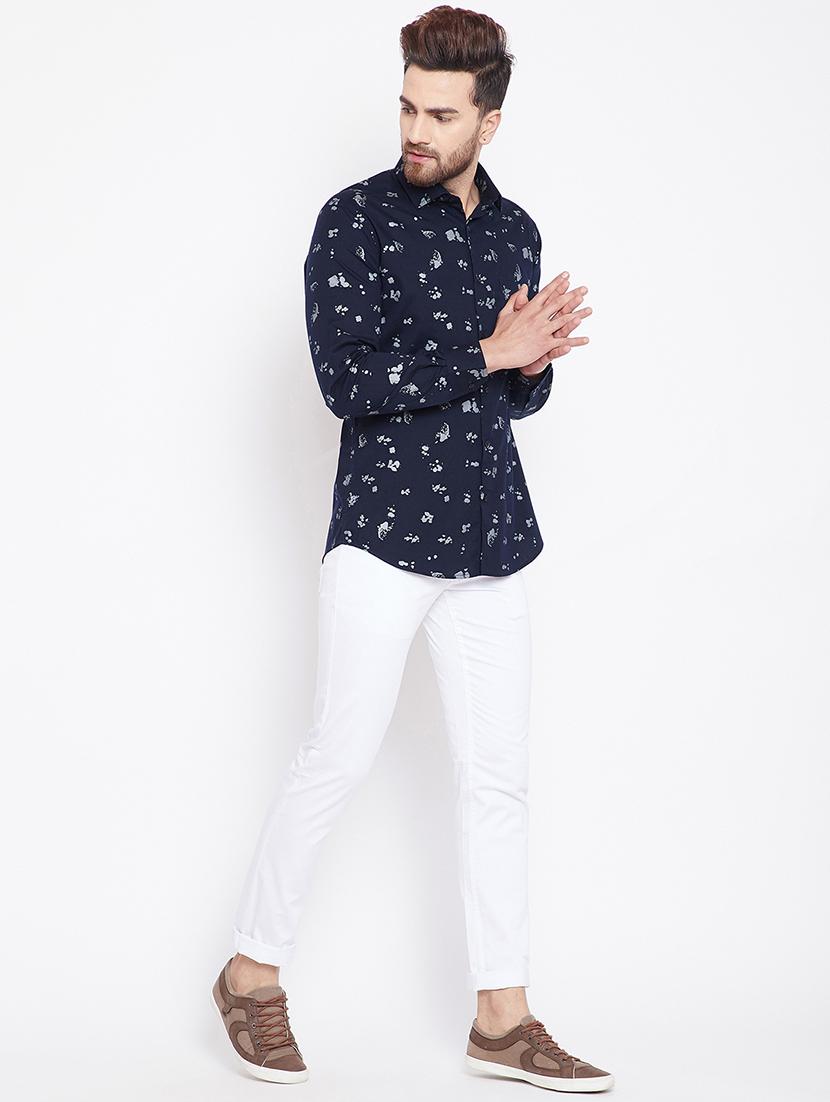 navy blue cotton casual shirt - 15870349 - Zoom Image - 4