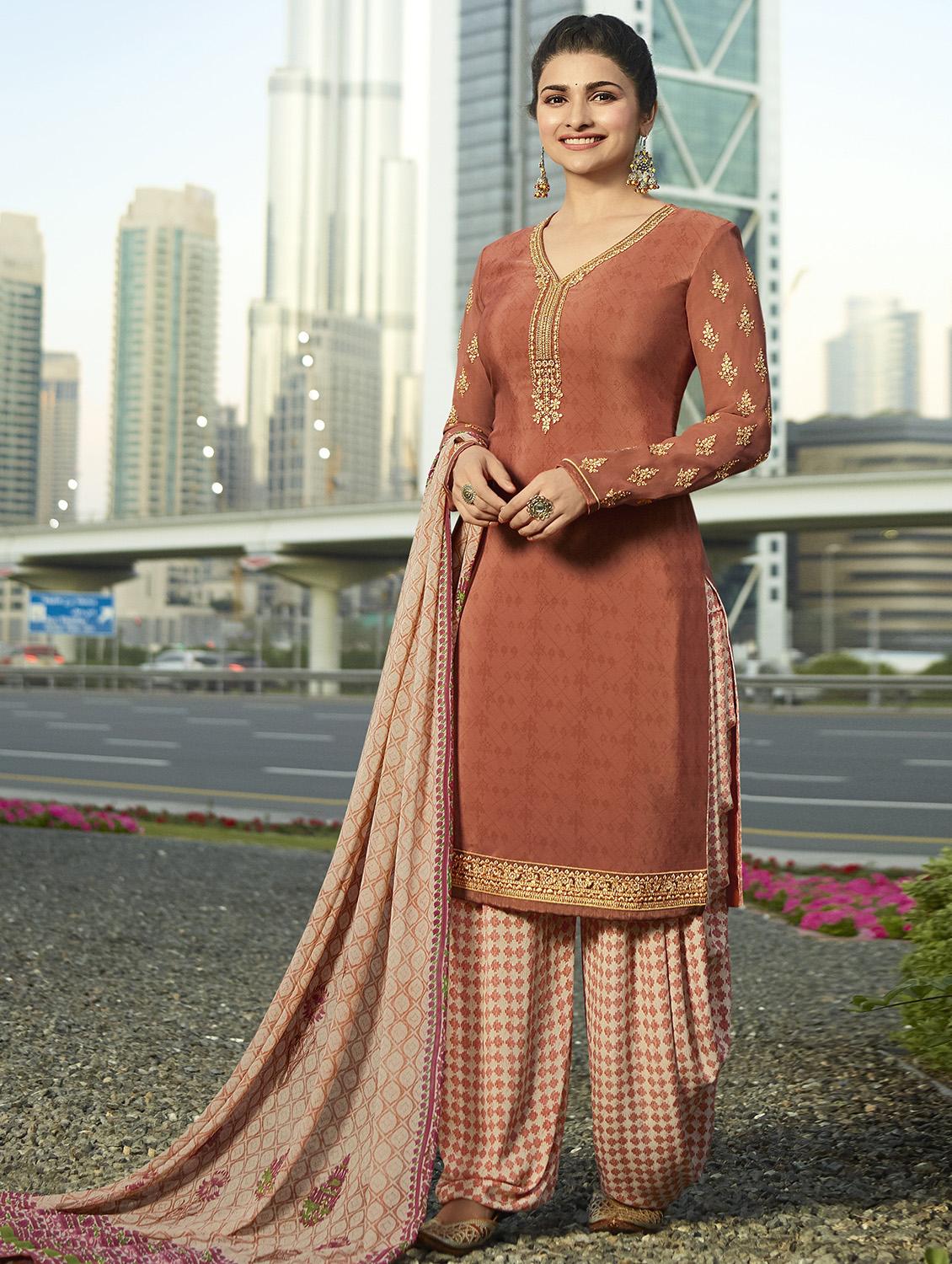 Embroidered semi-stitched patiyala suit - 15870417 - Zoom Image - 1