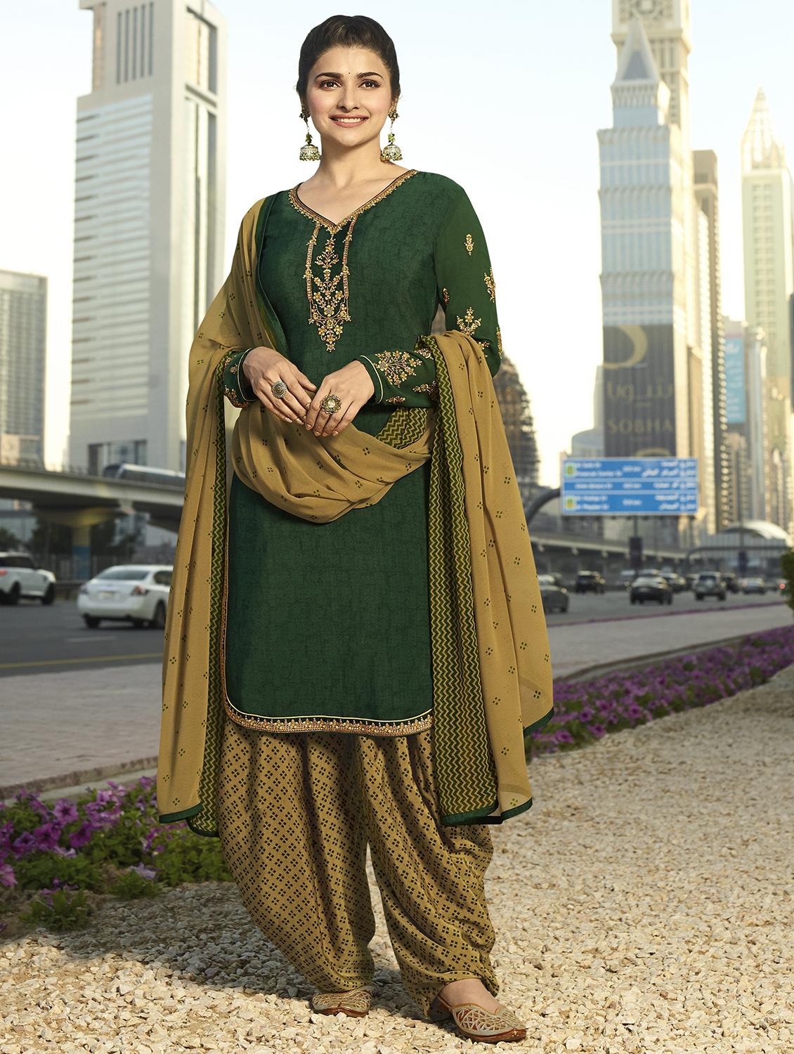 Embroidered semi-stitched patiyala suit - 15870418 - Zoom Image - 1