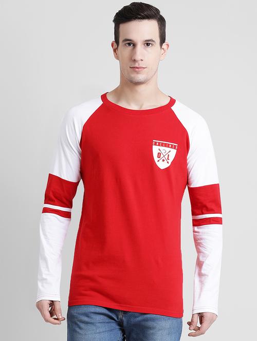 red color block t-shirt - 15870591 - Very Small Image - 1