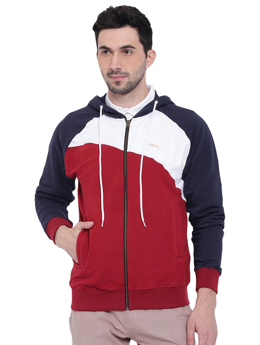 red cotton color block sweatshirt - 15871164 - Zoom Image - 1