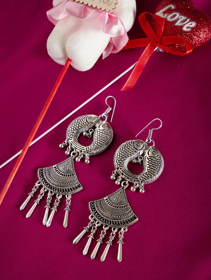 silver metal drop earring - 15871326 - Zoom Image - 1