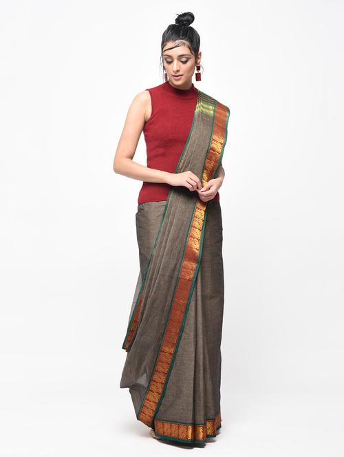 zari border gadwal saree with blouse - 15871689 - Standard Image - 1