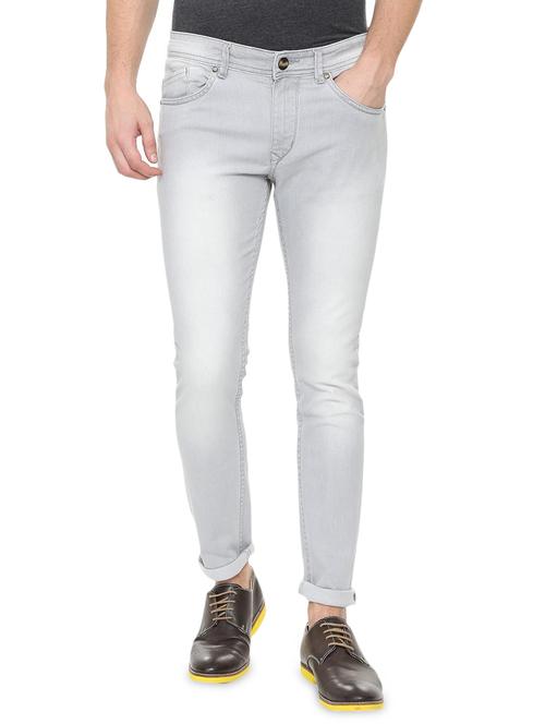 grey cotton blend washed jeans - 15871890 - Standard Image - 1