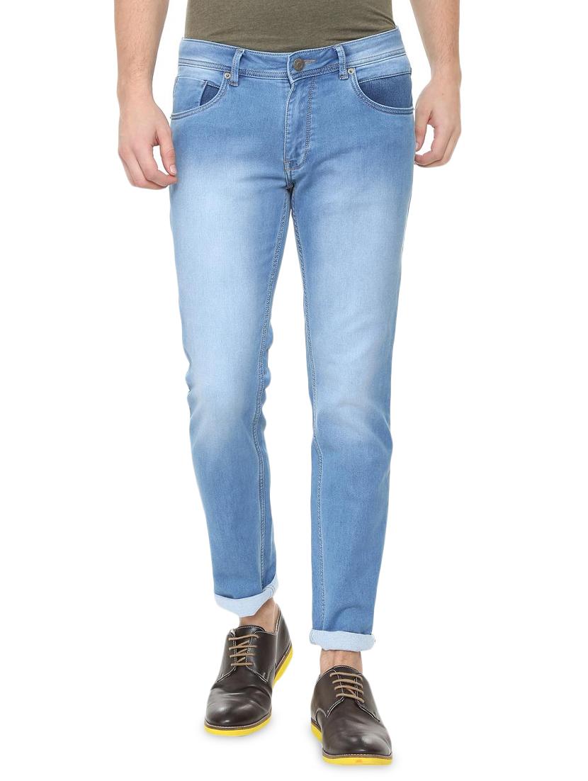 blue cotton blend washed jeans - 15871892 - Zoom Image - 1