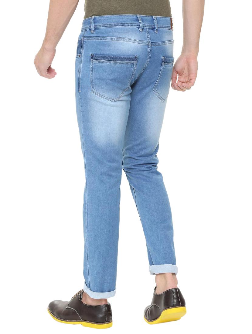 blue cotton blend washed jeans - 15871892 - Zoom Image - 2
