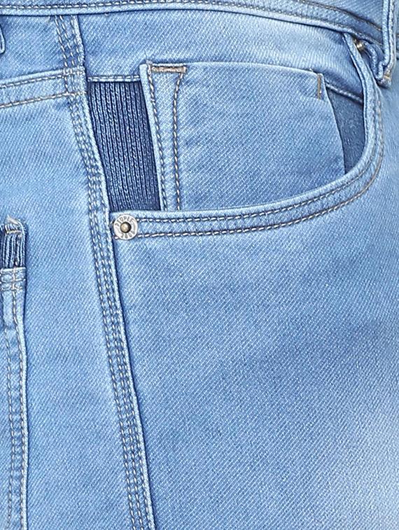 blue cotton blend washed jeans - 15871892 - Zoom Image - 3