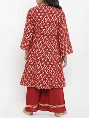 red cotton suit set - 15873087 - Standard Image - 3