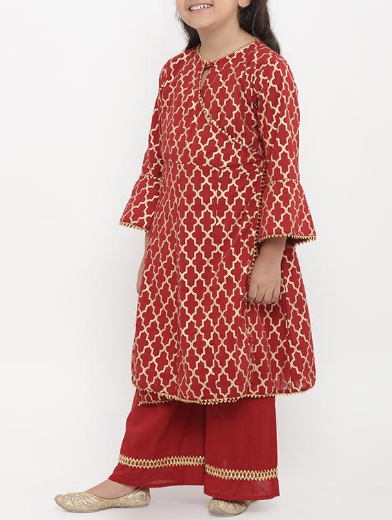 red cotton suit set - 15873087 - Zoom Image - 2