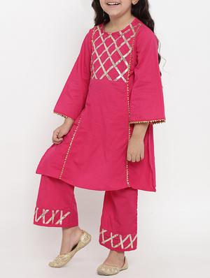 pink cotton suit set - 15873089 - Standard Image - 2