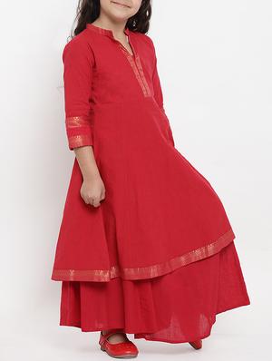 red cotton suit set - 15873095 - Standard Image - 2