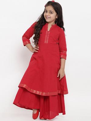 red cotton suit set - 15873095 - Standard Image - 4